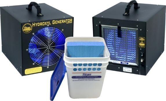 Titan 2000 Commercial Hydroxyl Generator with UVA Light Technology, 20,000 Cu/Ft Coverage, Black Metal Housing, High Velocity Fan for Air Treatment