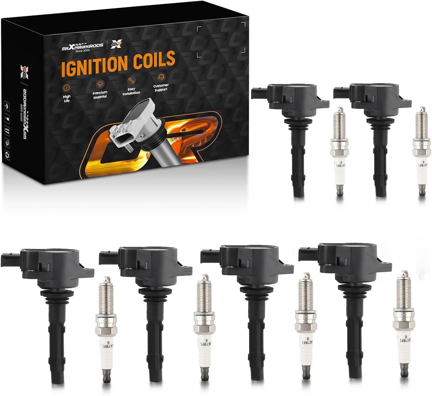 maXpeedingrods Set of 6 Ignition Coil Pack and Iridium Spark Plugs Fit for Dodge Freightliner Mercedes Benz E350 ML350 R350 C230 C280 C300 GLK350 SLK350 CLK350, Ignition Coil Kit Replaces# UF535