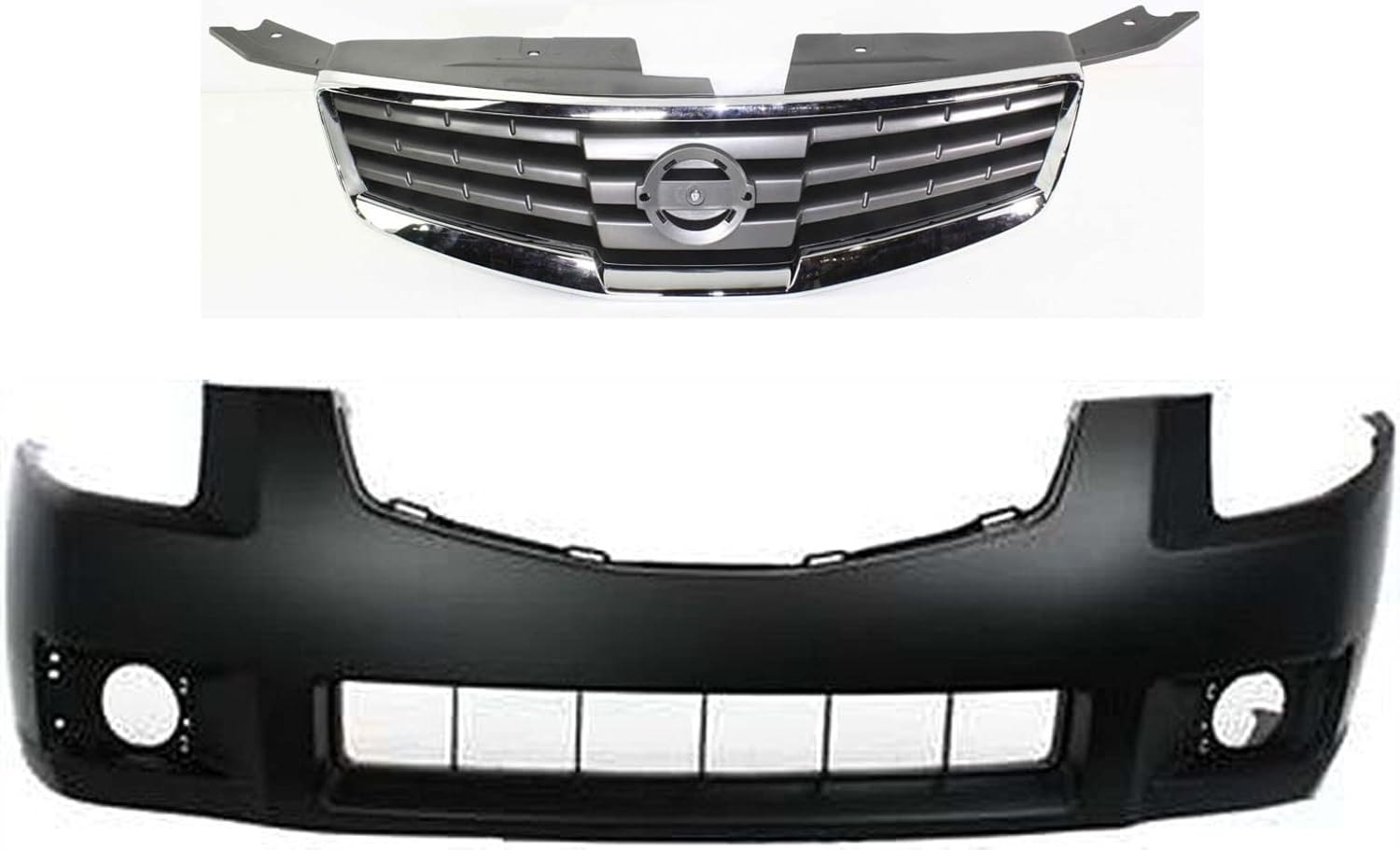 Garage-Pro Front Grille Assembly Set of 2 For 2007-2008 Nissan Maxima Chrome Shell, Painted Black Insert