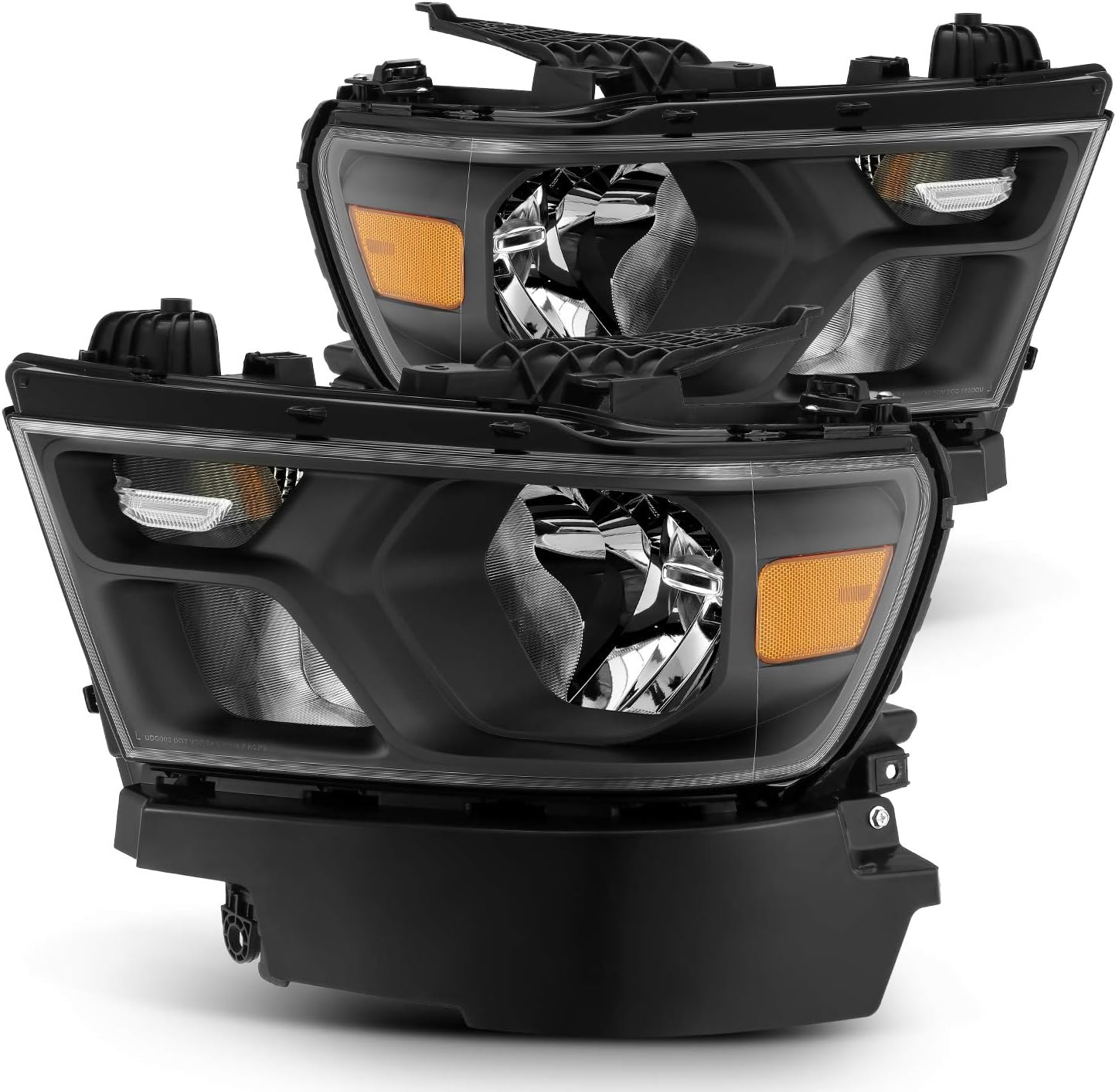 AlphaRex Crystal Headlights Replacement for 2019-2021 Ram1500 BLACK