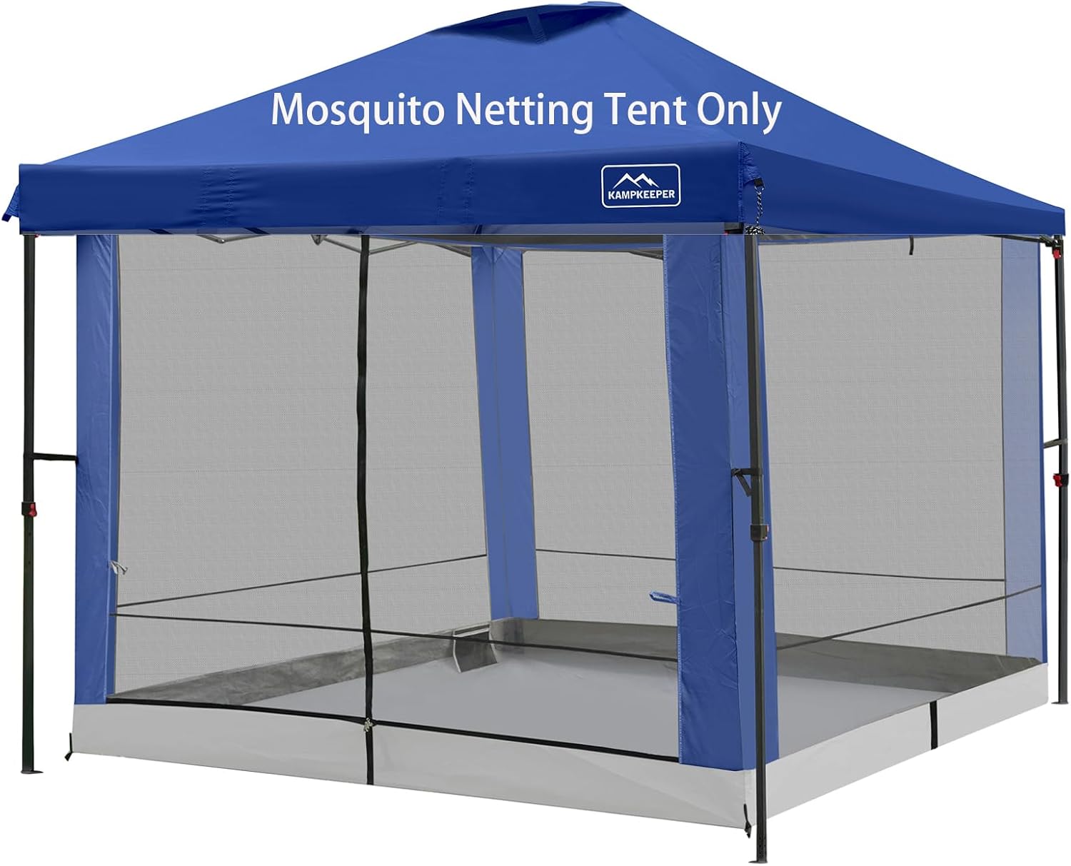 Canopy Universal Mosquito Netting Tent, Converts 10'x10' Canopy Gazebo into Camping Inner Tent, Screen House with Full PE Floors for Outdoor, Backyard. (TOP & Frame NOT Included) Black