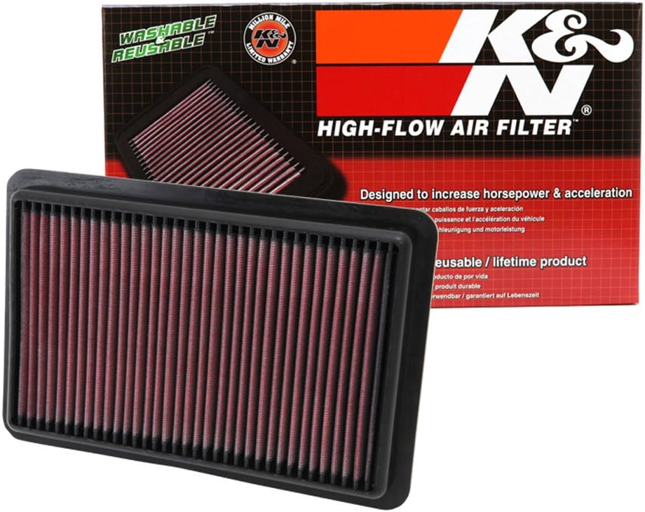 K&N 33-2480 High Performance Replacement Air Filter with Filter Care Service Kit for 2012-2017 Mazda 3, 2013-2017 Mazda 6, 2013-2016 Mazda CX-5 2.0L/2.5L