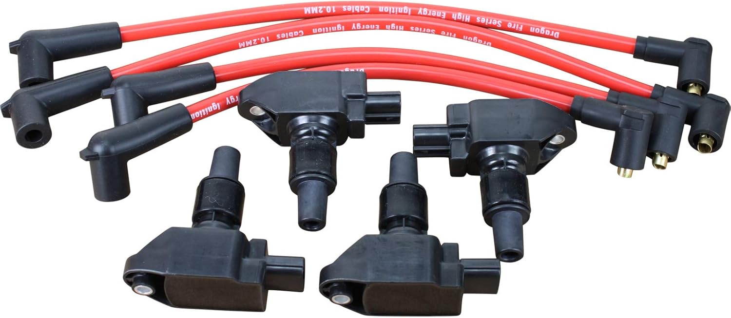 AIP Electronics Power Pack Ignition Coil COP Packs and Performance Spark Plug Wire Set Compatible with 2004-2008 Mazda RX-8 R2 1.3L OEM Fit Kit-1151