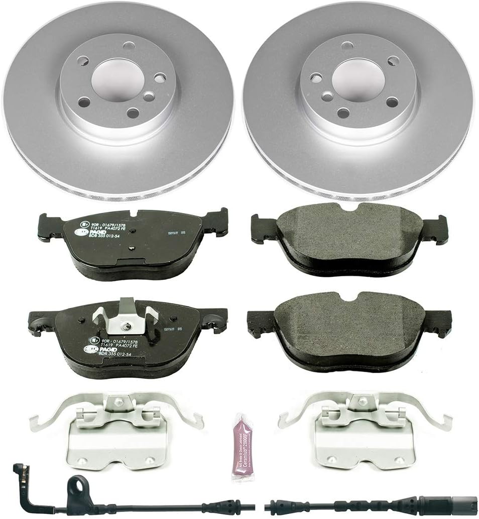 Power Stop ESK4693 Front Euro-Stop Brake Kit BMW and 1 Front Sensor Wire For BMW X5 2007-2010 [Model Specific]