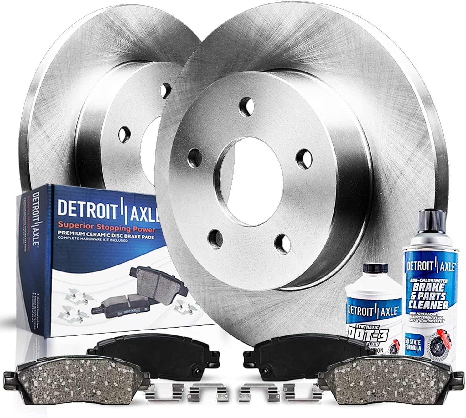 Detroit Axle - Rear Brake Kit for Chrysler Sebring 200 Dodge Avenger Caliber Jeep Compass Patriot Mitsubishi Lancer Replacement Disc Brakes Rotors Ceramic Brake Pads