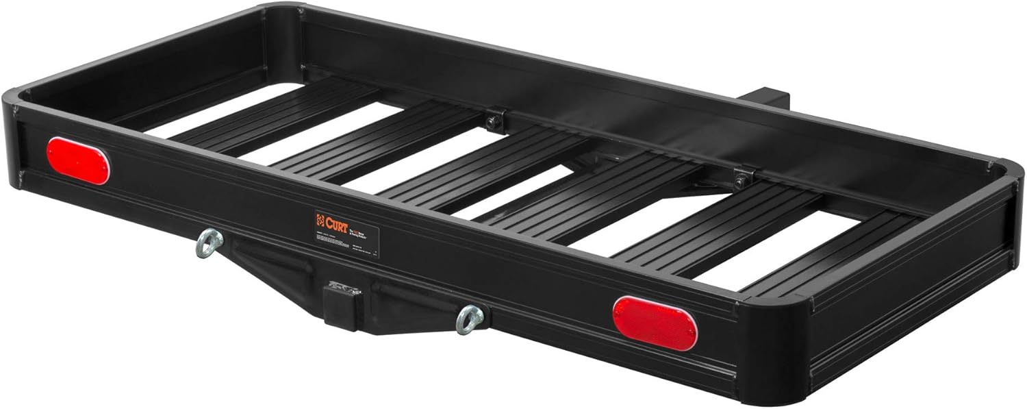 CURT 18113 49 x 22-1/2-Inch Black Aluminum Hitch Cargo Carrier, 500 lbs Capacity, 2-in Fixed Shank