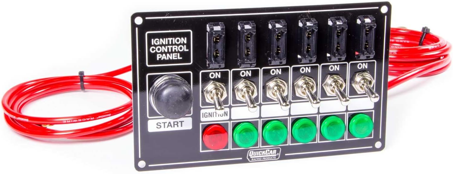 Quickcar Racing Products 50-864 Ignition Panel Blk Fusedw/Start But. & Lights
