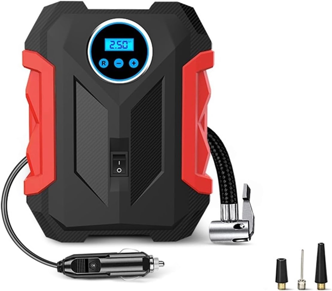 Portable Car Compressor Digital Tire Inflator Pump LED Light(Red)