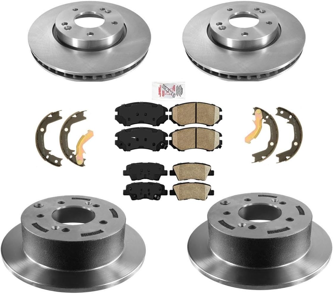 Coated F&R Disc Brake Rotors Ceramic Pads Replacement Parts For KIA Soul 2.0L 7Pc 2010-2011