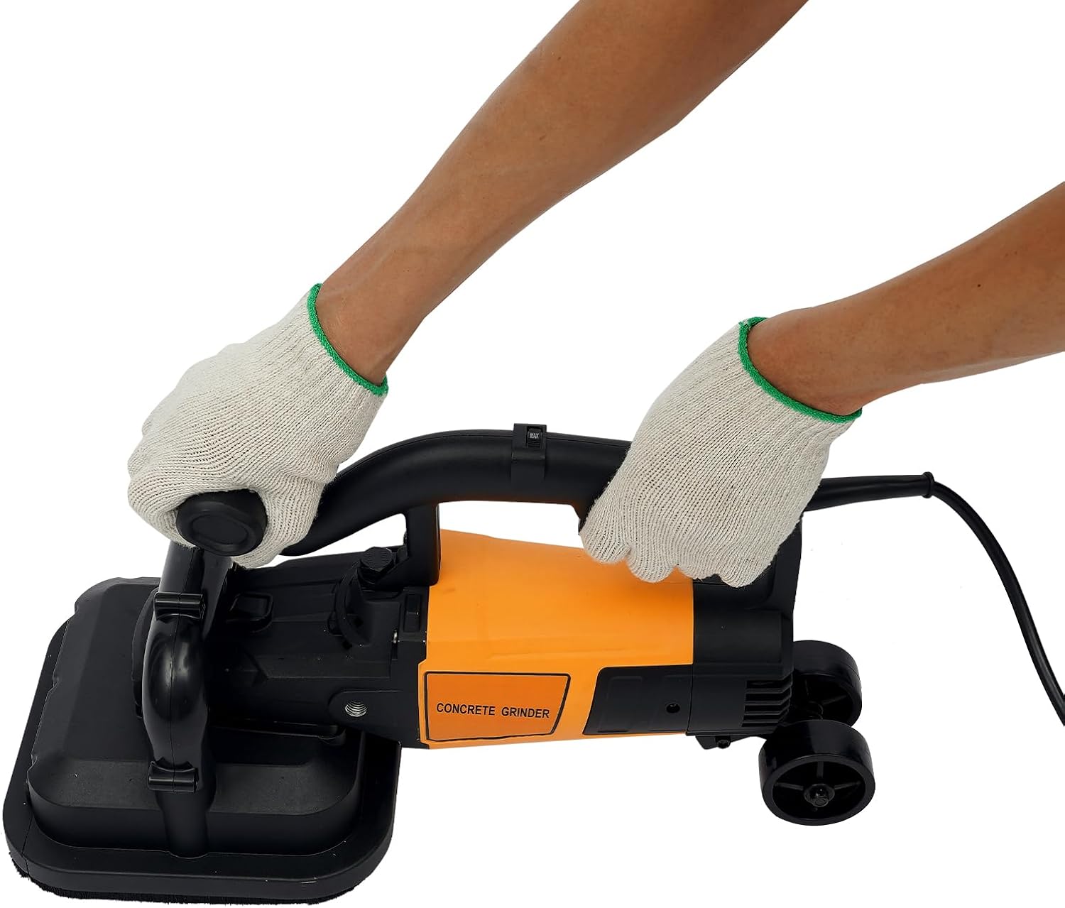3800W Concrete Grinder with 4 Heads, 0-6000RPM Variable Speed Handheld Surface Grinder for Concrete Cement Marble, Includes Diamond Grinding Discs and Dust Outlets