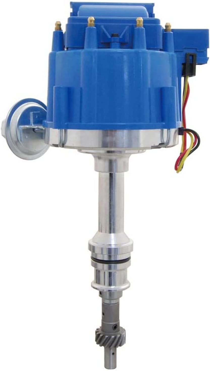 New HEI Ignition Distributor Compatible With Ford Lincoln Mercury W/Small Block Windsor SBF 351W 5.8L V8 W/Blue Cap 8362 8365 66983B 8548201 HEID-F9001BL PCE376.1043 PCE3761043 59107C