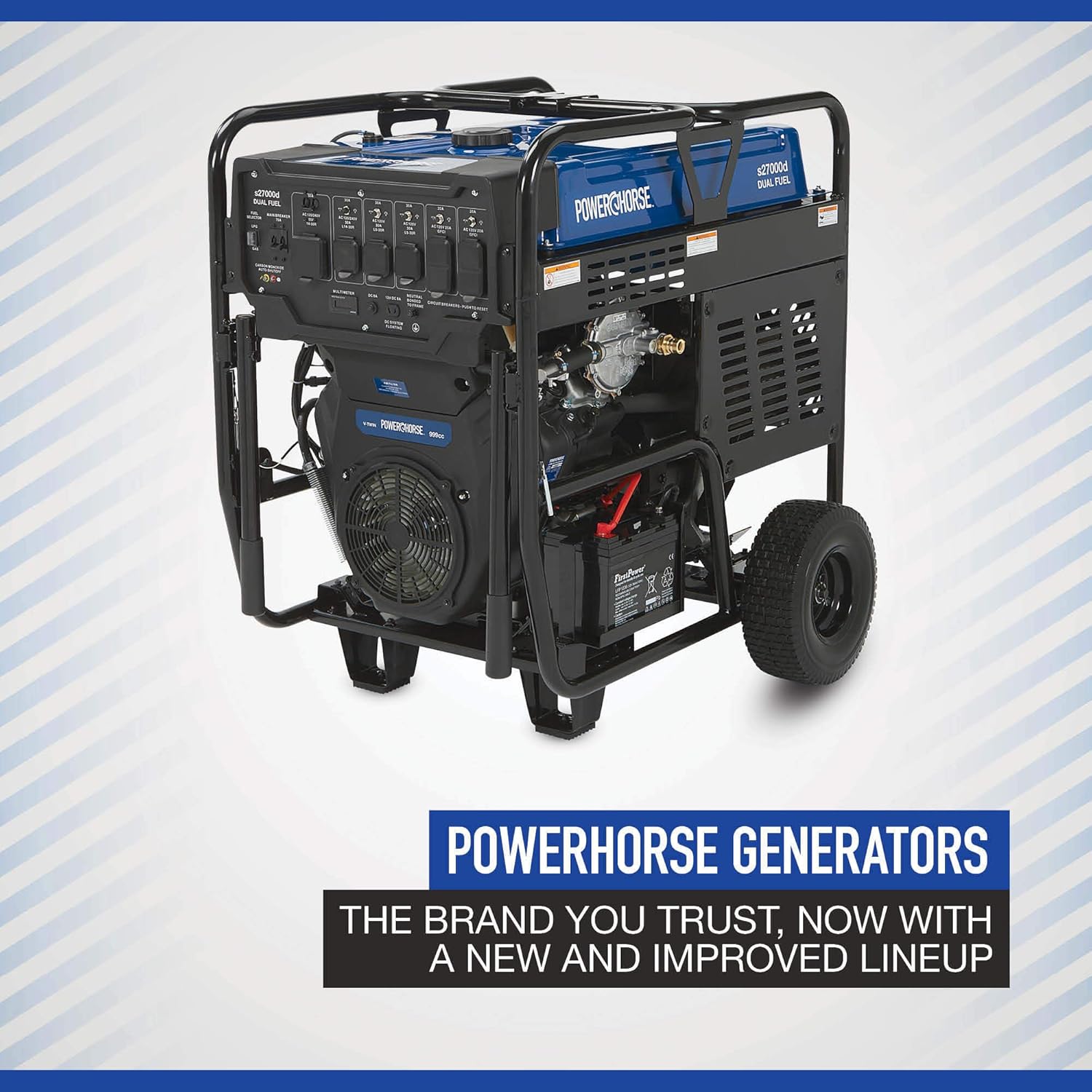 Powerhorse Portable Generator - 27000 Watts, Dual Fuel, Electric Start, CO Monitor & Shutoff