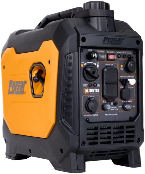 Pulsar 6000 Watt Portable Inverter Generator, Dual Fuel Gasoline & Propane, Remote Electric Start, CO Sensor, Parallel Capable, Super Quiet, Use for RV, Camping, Outdoor & Home, NEX60BiSRCO