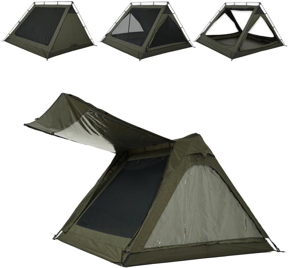 4 Person Canvas Tent with Full Rainfly&Footprint, Easy Set Up Breathable 4 Season FamilyTent for Winter Outdoor Glamping Car Camping