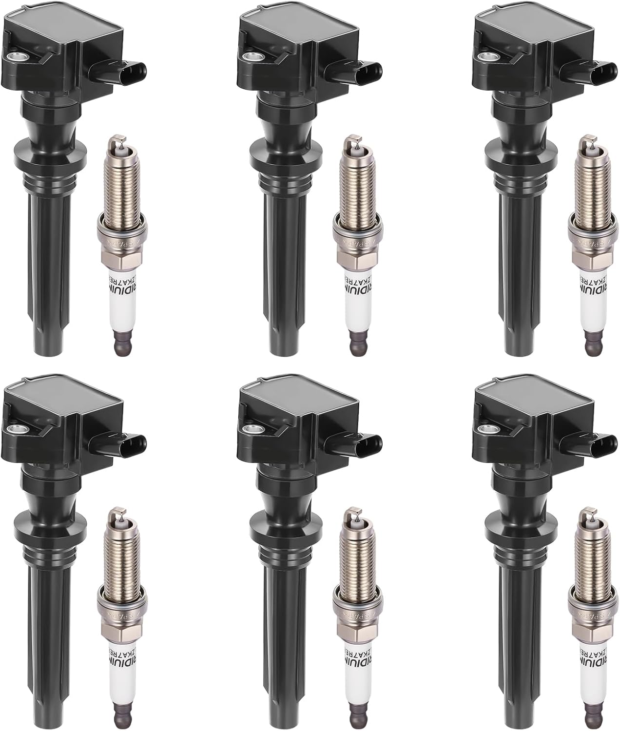 UF727 Ignition Coils & 93476 Spark Plugs Compatible with Jaguar F-Pace 2017-2020, F-Type 2014-2020, XJ 2013-2019, XF 2013-2019, XE 2017-2019, 3.0L V6 - Replaces 5C2257, C2Z18619-6PCS