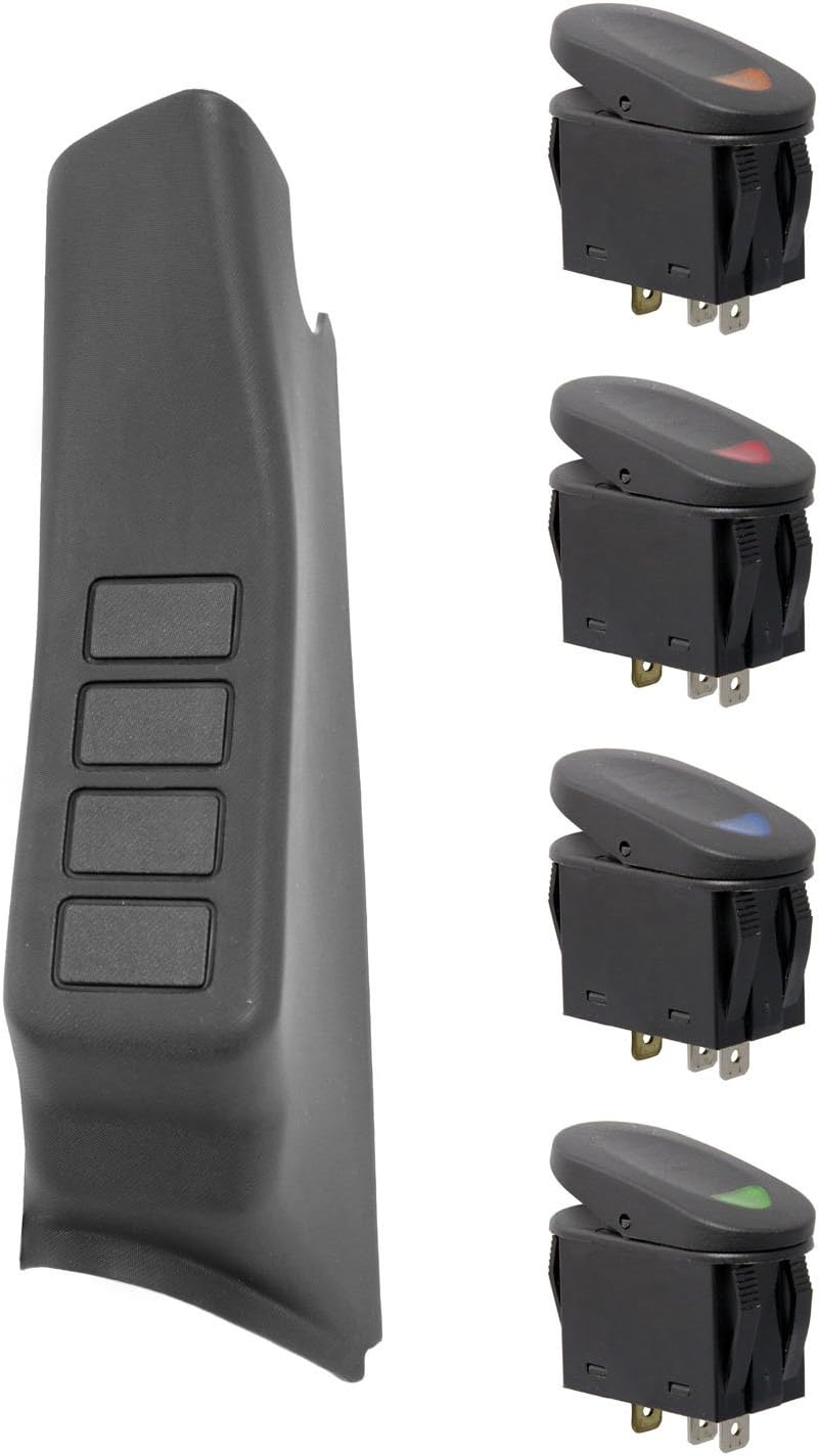 Rugged Ridge | Switch Pod Kit, A-Pillar, 4 Switches, Black, LHD | 17235.96 | Fits 2011-2018 Jeep Wrangler JK