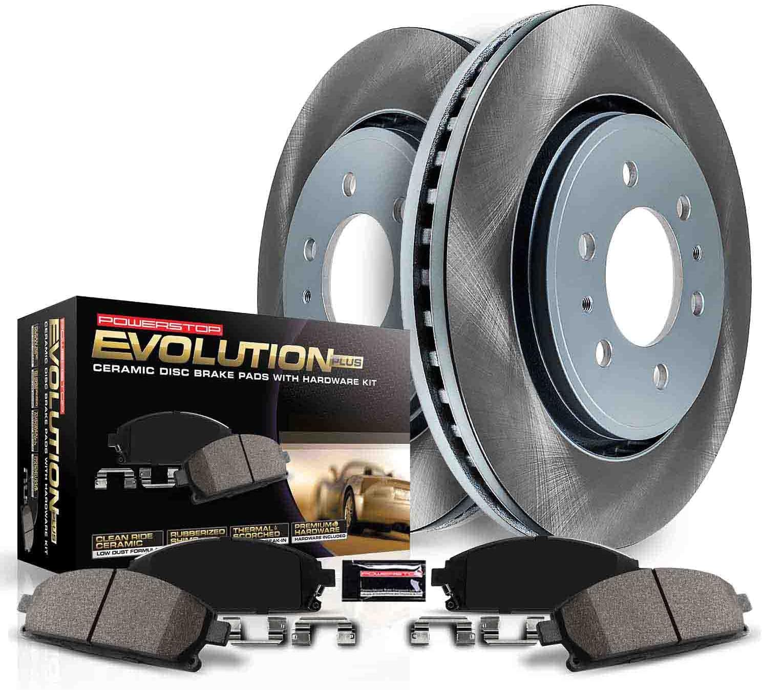 Power Stop SC1558 Rear Brake Kit With Semi-Coated Brake Rotors and Ceramic Brake Pads & Hardware