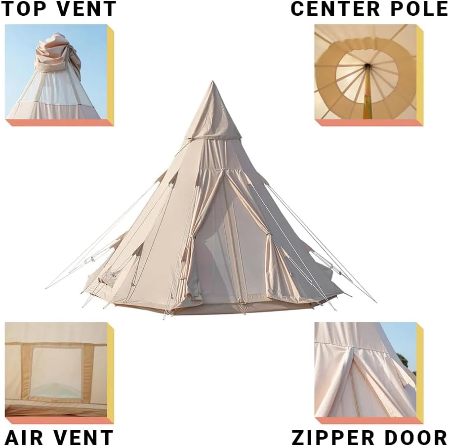 4-Season Canvas Teepee Tent for Camping - Durable, Spacious & Versatile Family Tent Ideal for Outdoor Adventures