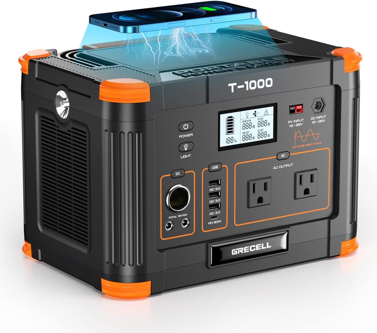 2400W Solar Generator with 2 * 200W Flexible Panel, GRECELL 1843Wh Portable Power Station w/ 2400W(4800W Peak)4 AC Outlets, Fast Charging Emergency Backup Battery UPS for Home Outage RV/Van, H2400