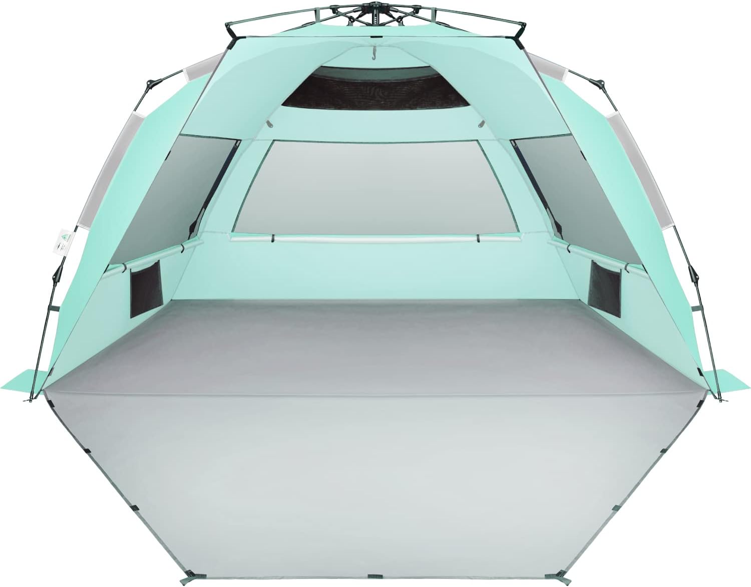 Oileus XX-Large Beach Tent Sun Shelter for 5-6 Person Portable Sun Shade Instant Pop Up Tent for Beach with Carrying Bag, Stakes, 6 Sand Pockets, Anti UV for Fishing Hiking Camping Blue