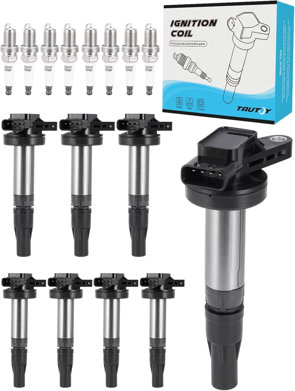 UF519 5C1420 E1019 Ignition Coil Pack 7090 Spark Plug Iridium 8PCS (4.0L 4.2L 4.4L) 2003-2010 For Jaguar S-Type Super Vanden Plas XF XJ8 XJR XK XK8 XKR, For Land Rover LR3 Range Rover Sport