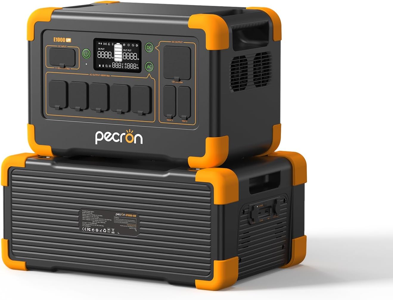 pecron Portable Power Station E1000LFP with 3072Wh Extra Battery Expandable to 4096Wh, 1800W/1024Wh LiFePO4 Battery Backup for Home Use, Camping, RV, Emergencies