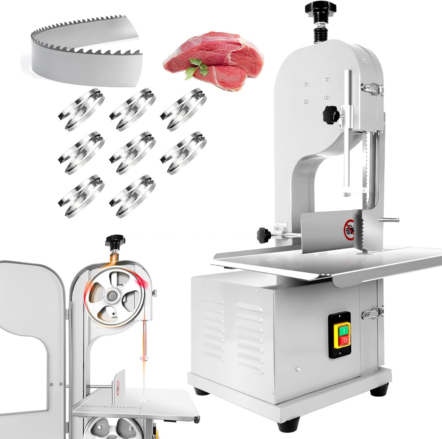 Commercial 1500W Electric Bone Saw Machine, Meat Bandsaw Machine with 19.3