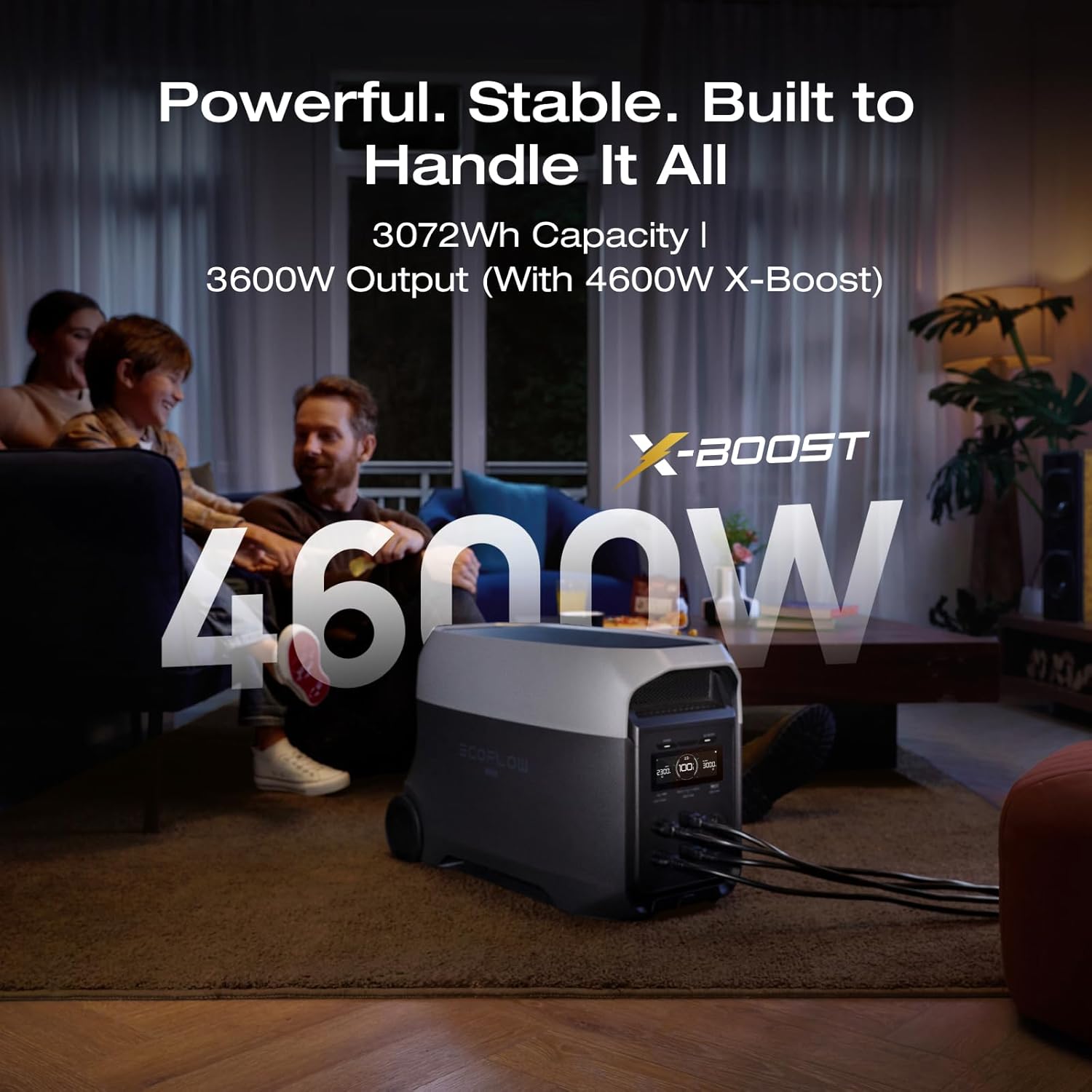 EF ECOFLOW DELTA 3 Ultra Portable Power Station, 3072Wh LiFePO4 Battery, 3600W (Surge 7200W) Output Home Power, Solar Generator for Home Use, Camping Accessories, Emergencies & RV Backup