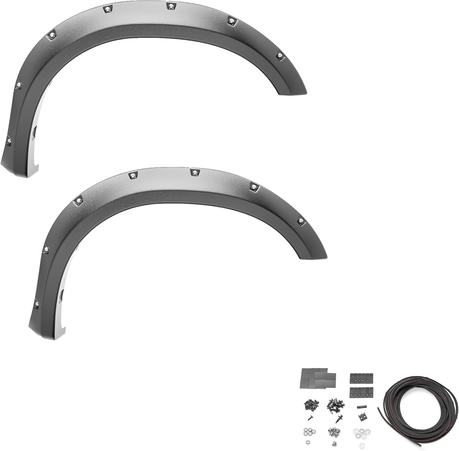 Bushwacker Pocket/Rivet Style Front Fender Flares | 2-Piece Set, Black, Smooth Finish | 40071-02 | Fits 2007-2014 Chevrolet Tahoe (Excludes LTZ); 2007-2013 Avalanche