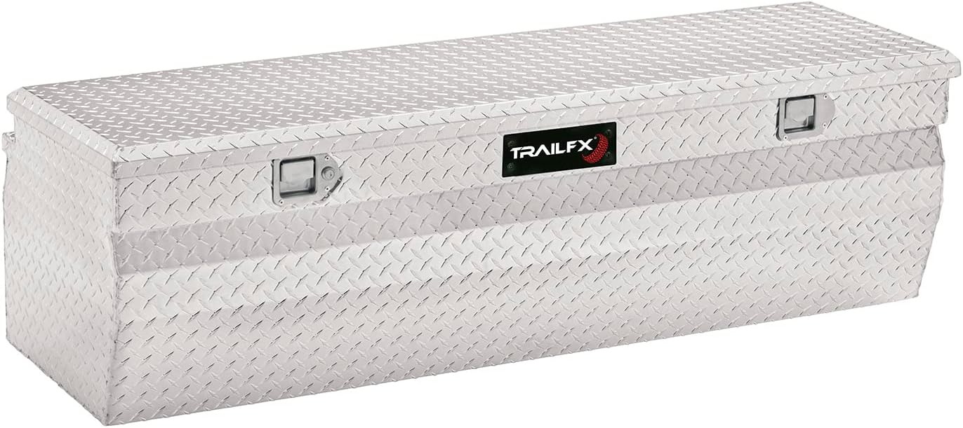 TrailFX Chest Tool Box Single Lid with Struts Polished 16-Gauge Diamond Tread Aluminum 8.4 Cubic Foot 42 Inch Length x 19-7/8 Inch Width x 17-1/8 Inch Height Bright Finish TrailFX 150401