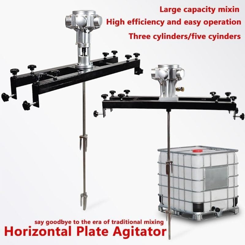 Tank Mixer Machine 1/2HP 3/4HP 1HP, No-Load RPM: 2500RPM 1800RPM 1000RPM, Pneumatic Bracket Mixer, Paint Stirring Machine Bracket Air Agitator Paint Mix Tool(3cylinders)