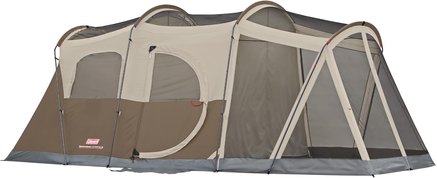 Coleman 6-Person WeatherMaster Camping Tent with Screened Porch, Weatherproof Tent with Screen Room, Rainfly & Carry Bag Included