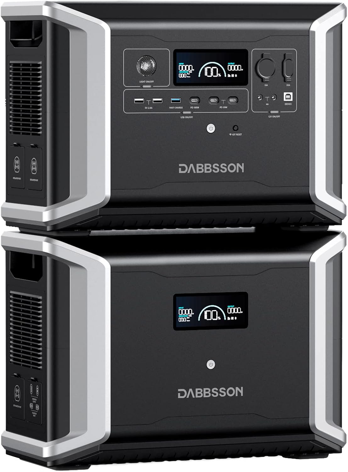Dabbsson 5.33 kWh Expandable Power Station DBS2300 with DBS3000B Extra Battery, 5 X 2200W AC Outlets, 1800W Solar Input Solar Generator for Home Backup, Emergency, RV Outdoor Camping