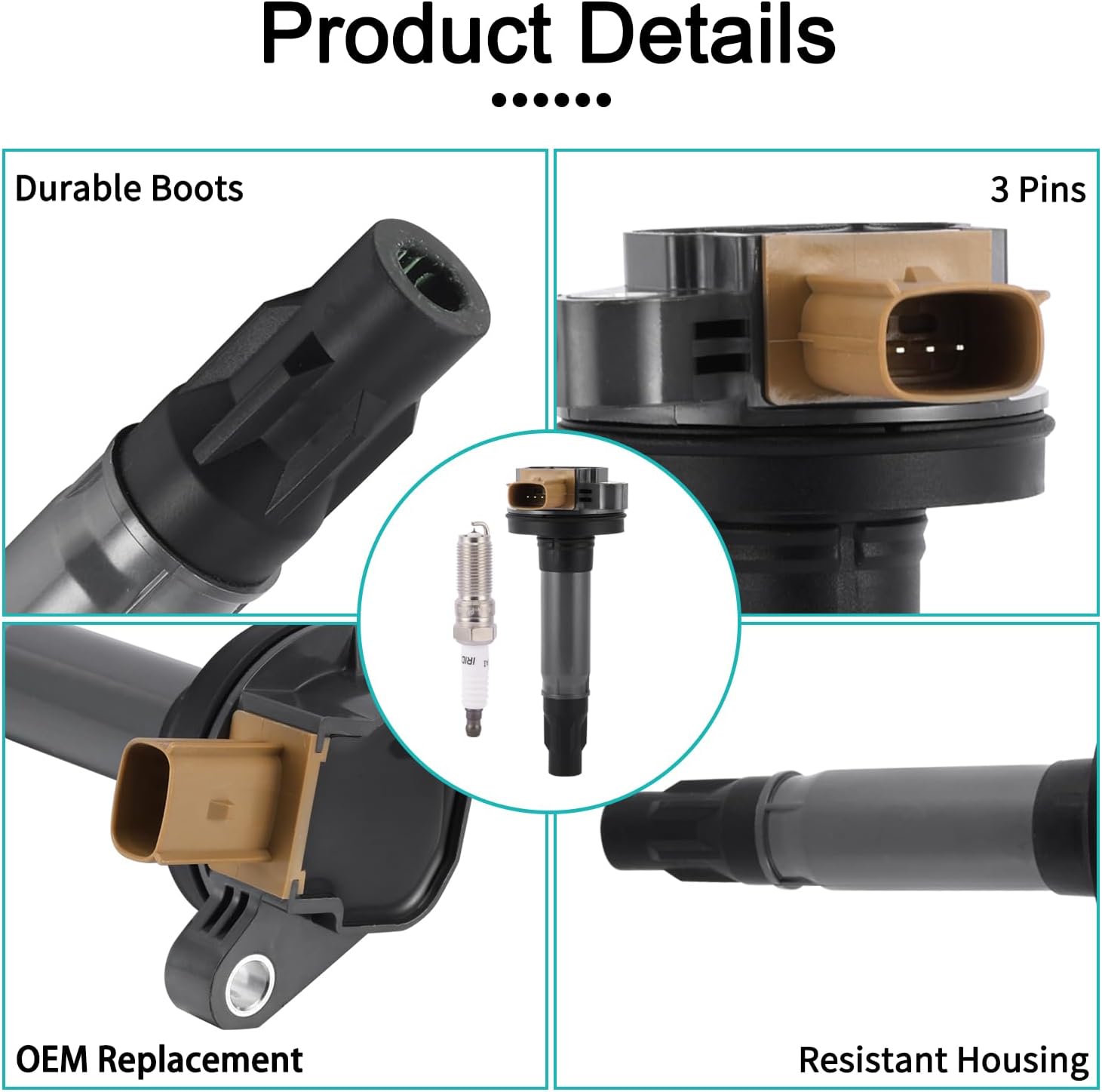 Set of 6 UF646 Ignition Coil Pack & SP534 Spark Plug (3.5L V6 Only) For Ford F150 EcoBoost Flex Taurus Explorer Lincoln MKS MKT 2011 2012 2013 2014 2015 2016 2017