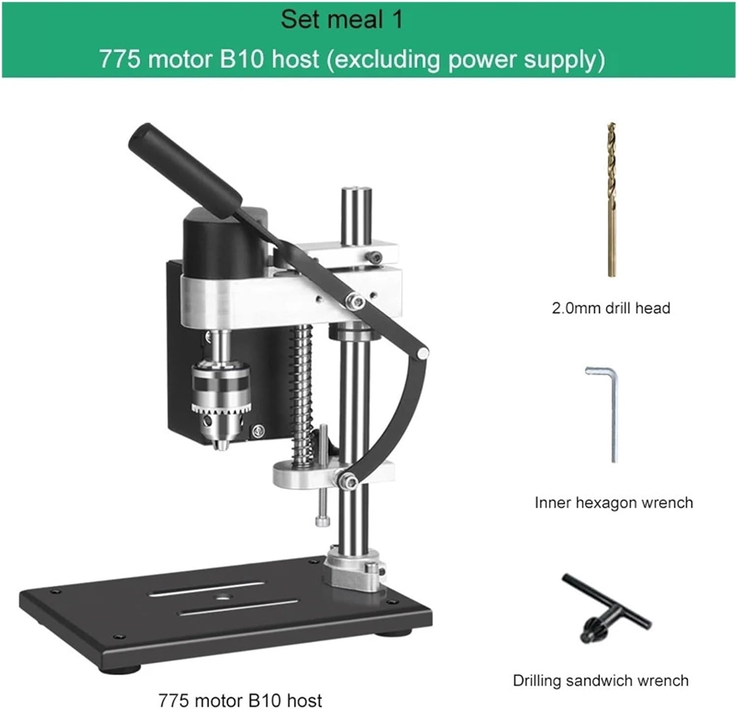 Bench Drill, Mini Drill Press Small DC Speed Regulating Electric Drill Drilling Machine Desktop Bench Drill Precision Electric Drill Stand(Set meal 4)