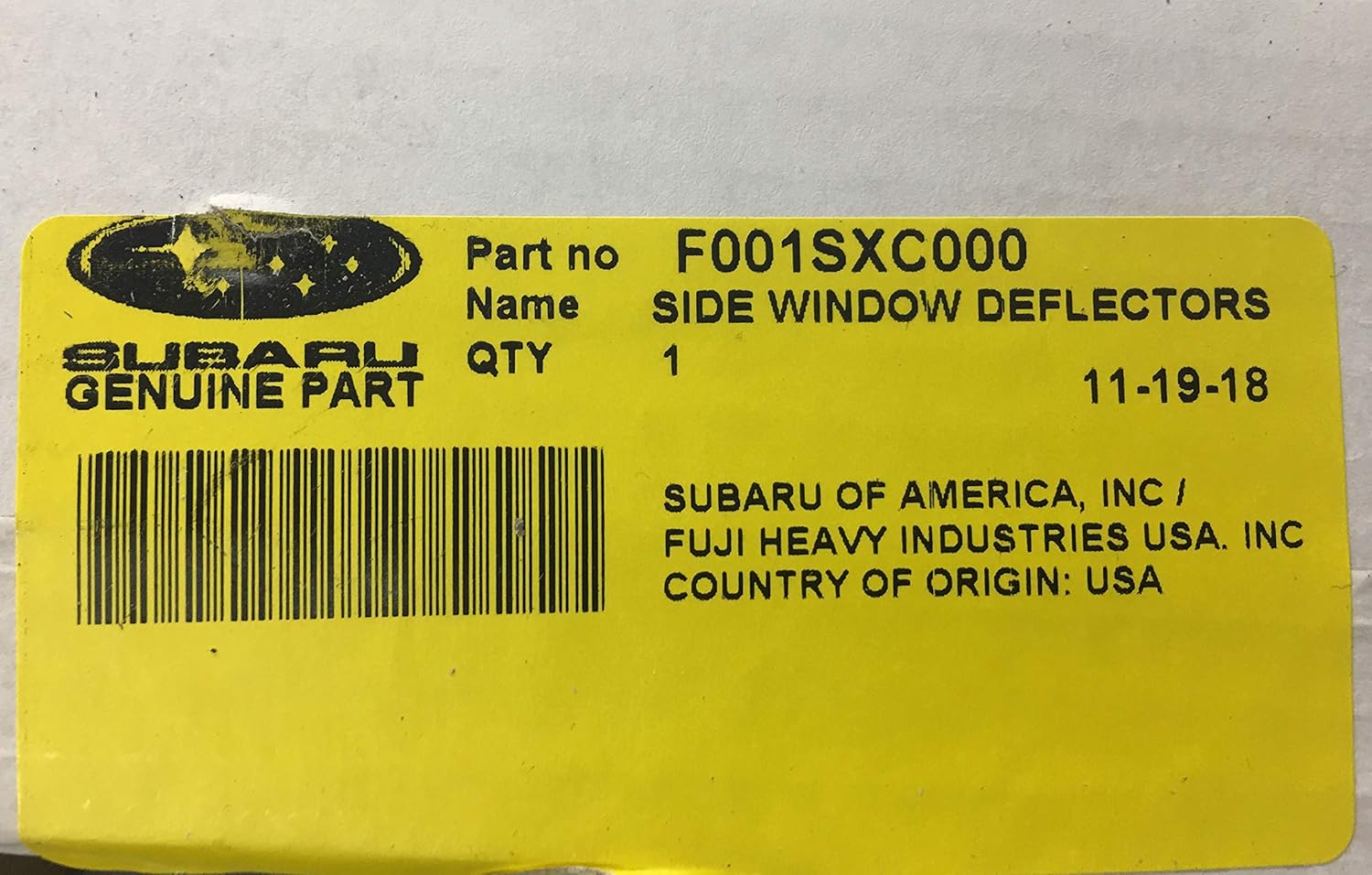 Subaru Window Deflector 2019 2020 2021 2022 2023 2024 2025 Ascent Side Window Wind Deflectors Vent Visors F001SXC000 Genuine