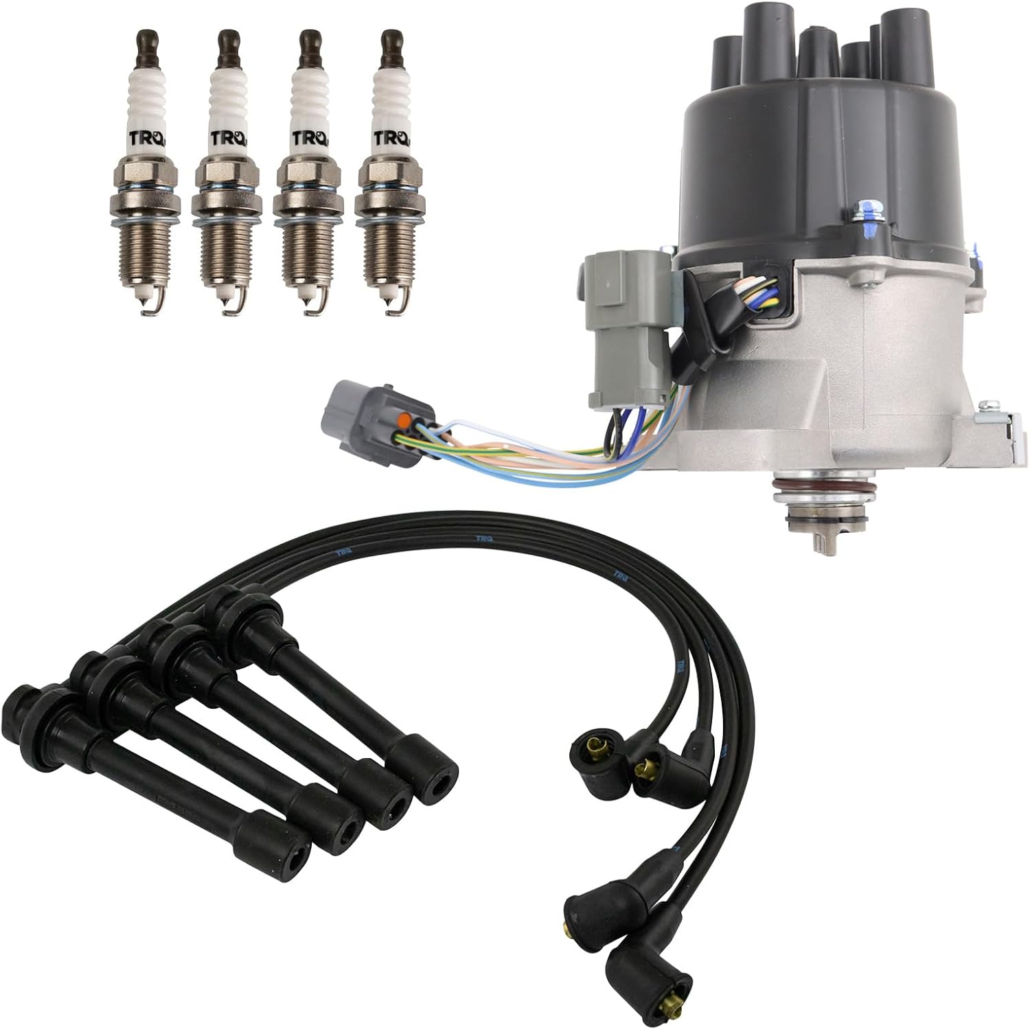 Ignition Coil Kit 6 Piece Distributor Spark Plug Wires Compatible with 1992-1995 Honda Civic 1993-1995 Civic del Sol