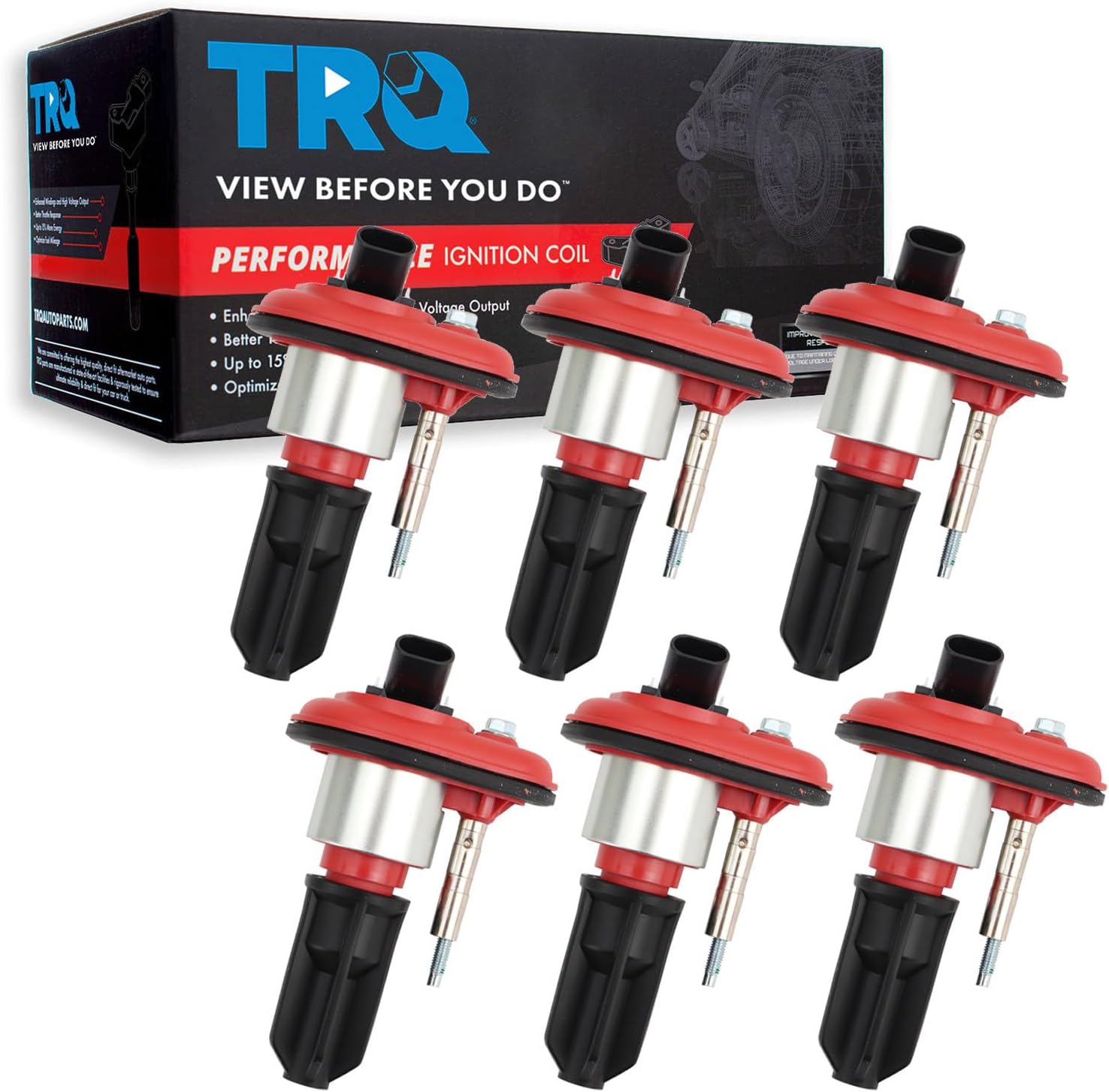 TRQ Performance Ignition Coil Set Compatible with 2004-2005 Buick Rainier 2002-2005 Chevrolet Trailblazer Trailblazer EXT GMC Envoy Envoy XL Envoy XUV 2003-2008 Isuzu Ascender