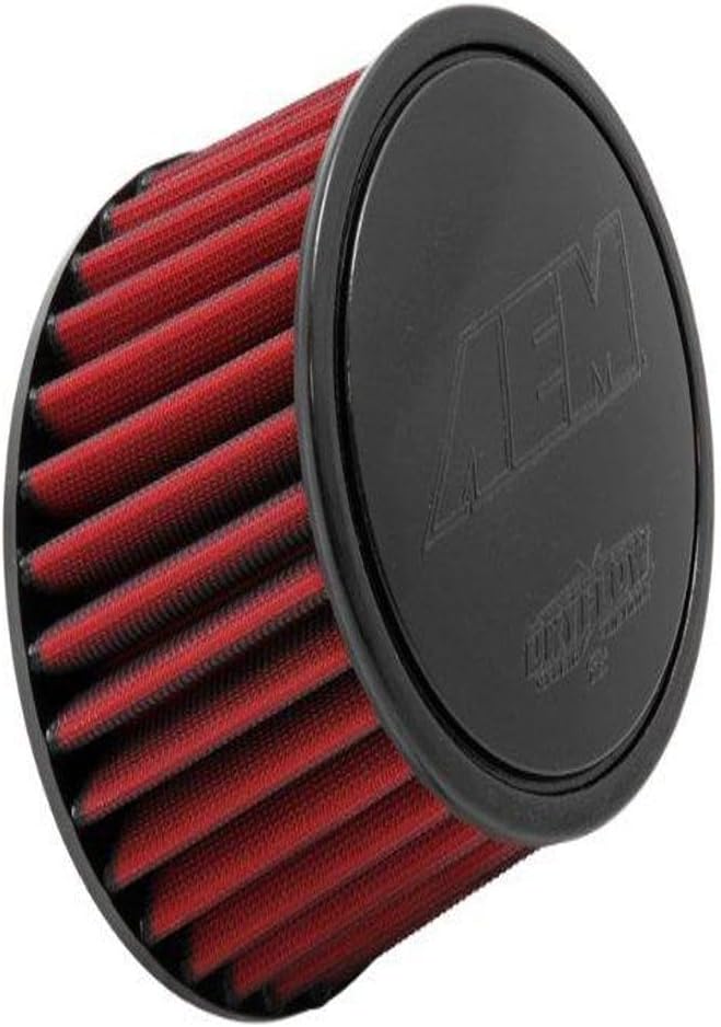 AEM 21-201DK Universal DryFlow Clamp-On Air Filter: Round Tapered; 2.5 in (64 mm) Flange ID; 5.125 in (130 mm) Height; 6 in (152 mm) Base; 5.125 in (130 mm) Top