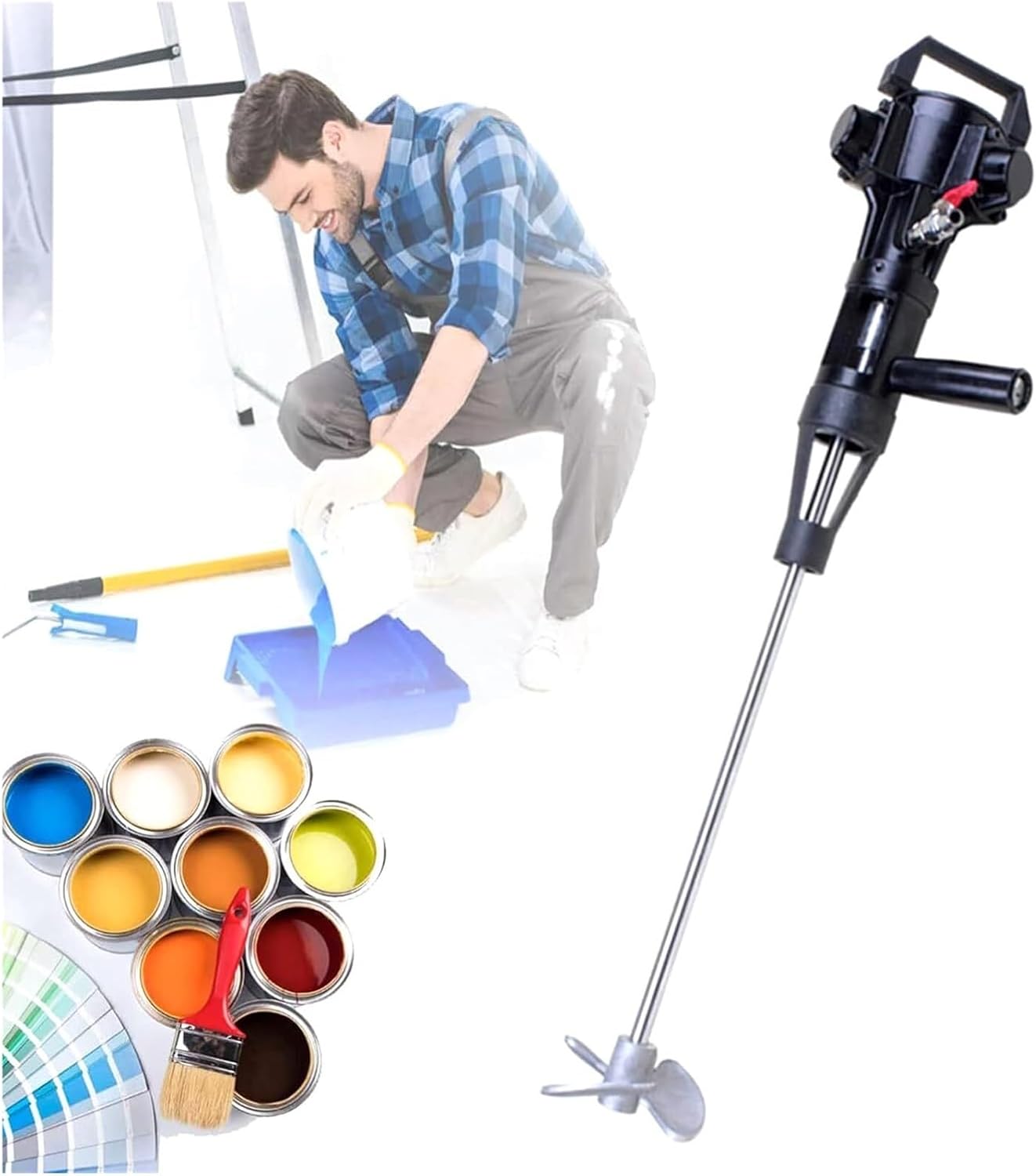 Industrial Paint Mixer Machine, 5 Gallon 20L Air Agitator Blender Stirrer, Adjustable SpeedLow Noise and Low Loss, Pneumatic Paint Mixer
