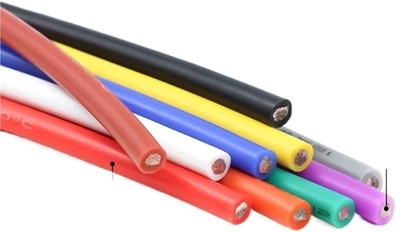 1~50m Flexible Silicone Wire 28 26 24 22 20 18 16 15 14 13 12 10 AWG Soft High Temperature Tinned Copper Heat-resistant Cable(Red,10 meters,10AWG)