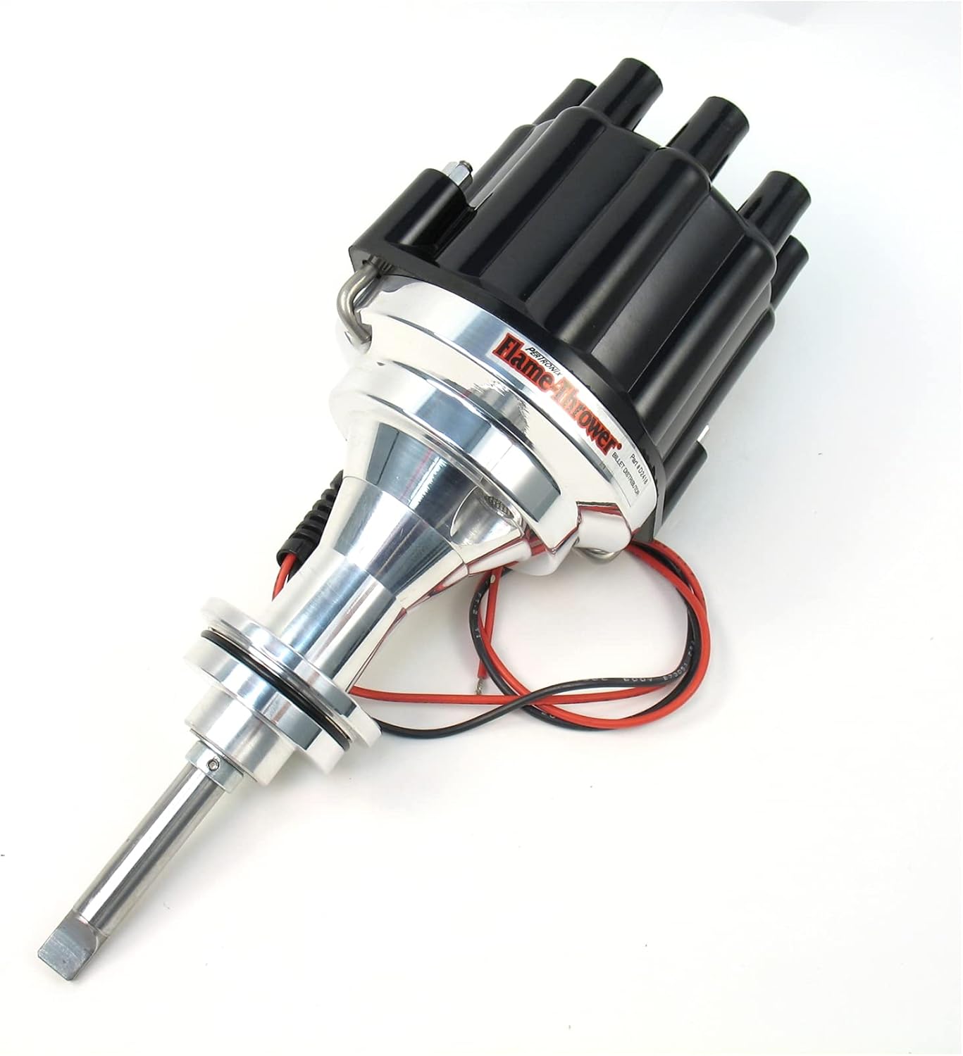 Pertronix D241800 Flame-Thrower Plug and Play Black Cap Marine Billet Electronic Distributor with Ignitor II Technology with Black Cap for Chrysler 273-360