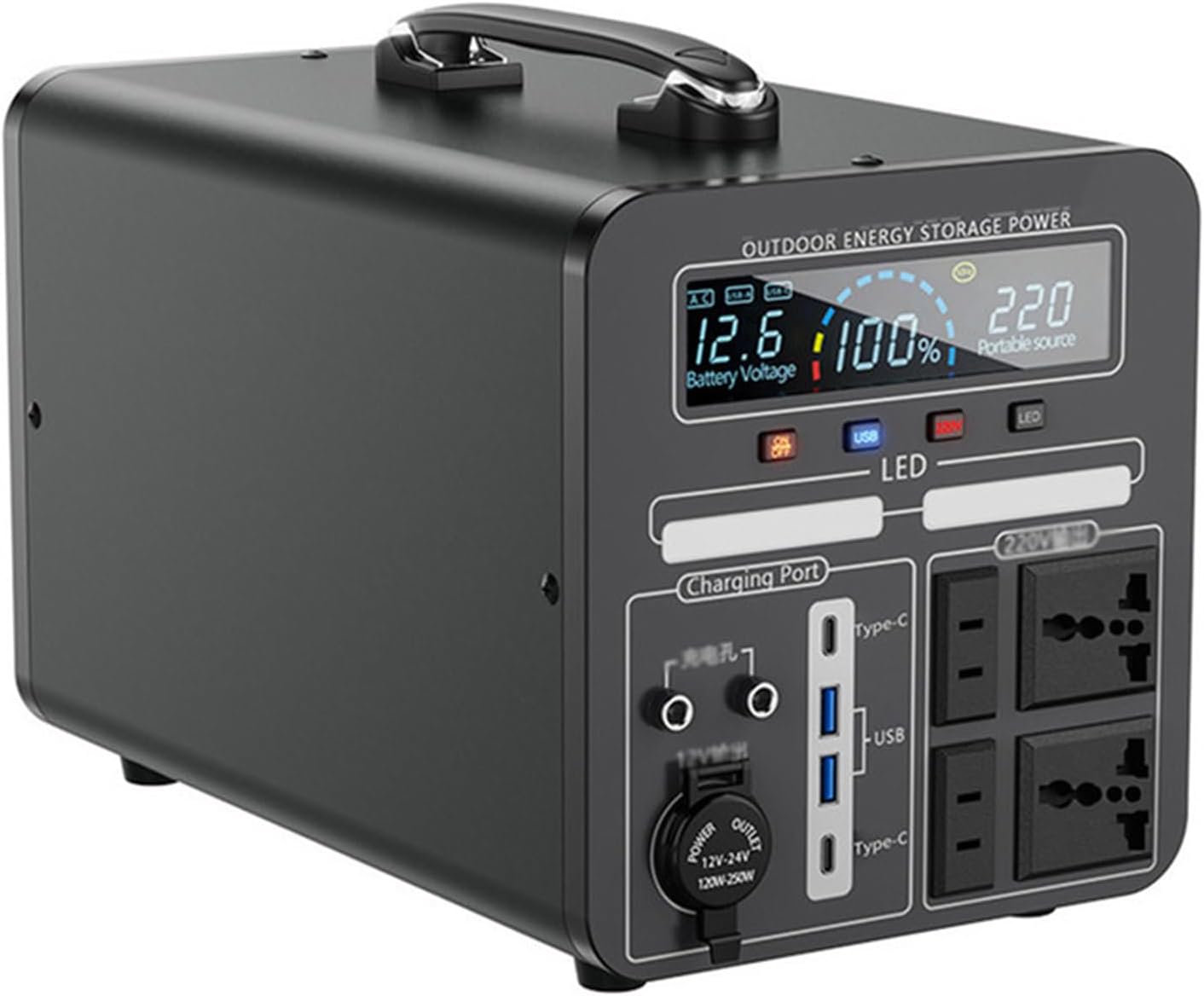600W 220V Outdoor Mobile Power Supply Portable Energy Storage Large-Capacity Lithium Battery Camping Self-Driving Tour Stall Car Emergency,600Wh