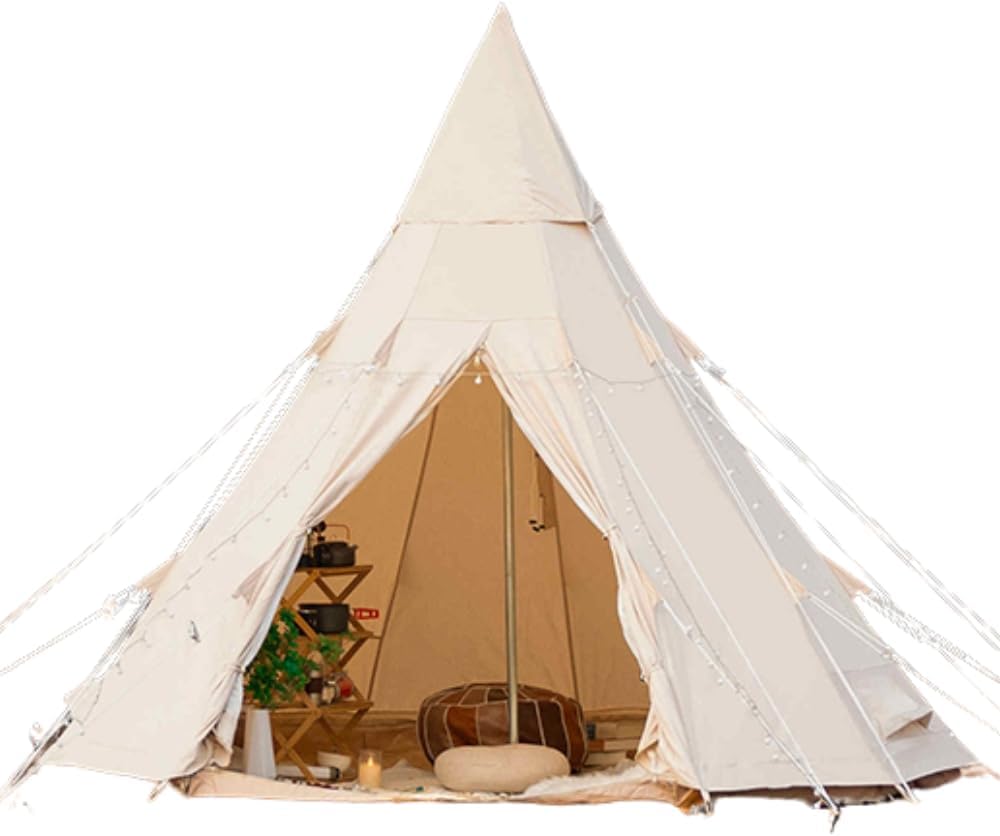 4-Season Canvas Teepee Tent for Camping - Durable, Spacious & Versatile Family Tent Ideal for Outdoor Adventures
