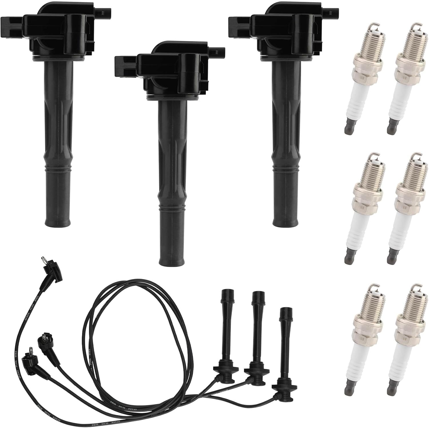 HQPASFY Ignition Coil UF156 & Iridium Spark Plug & Wires Compatible with 1995-2004 Toyota Tacoma, 2000-2004 Toyota Tundra, 1996-2002 Toyota 4Runner, 1995-1998 Toyota T100 Rapalce# GN10184