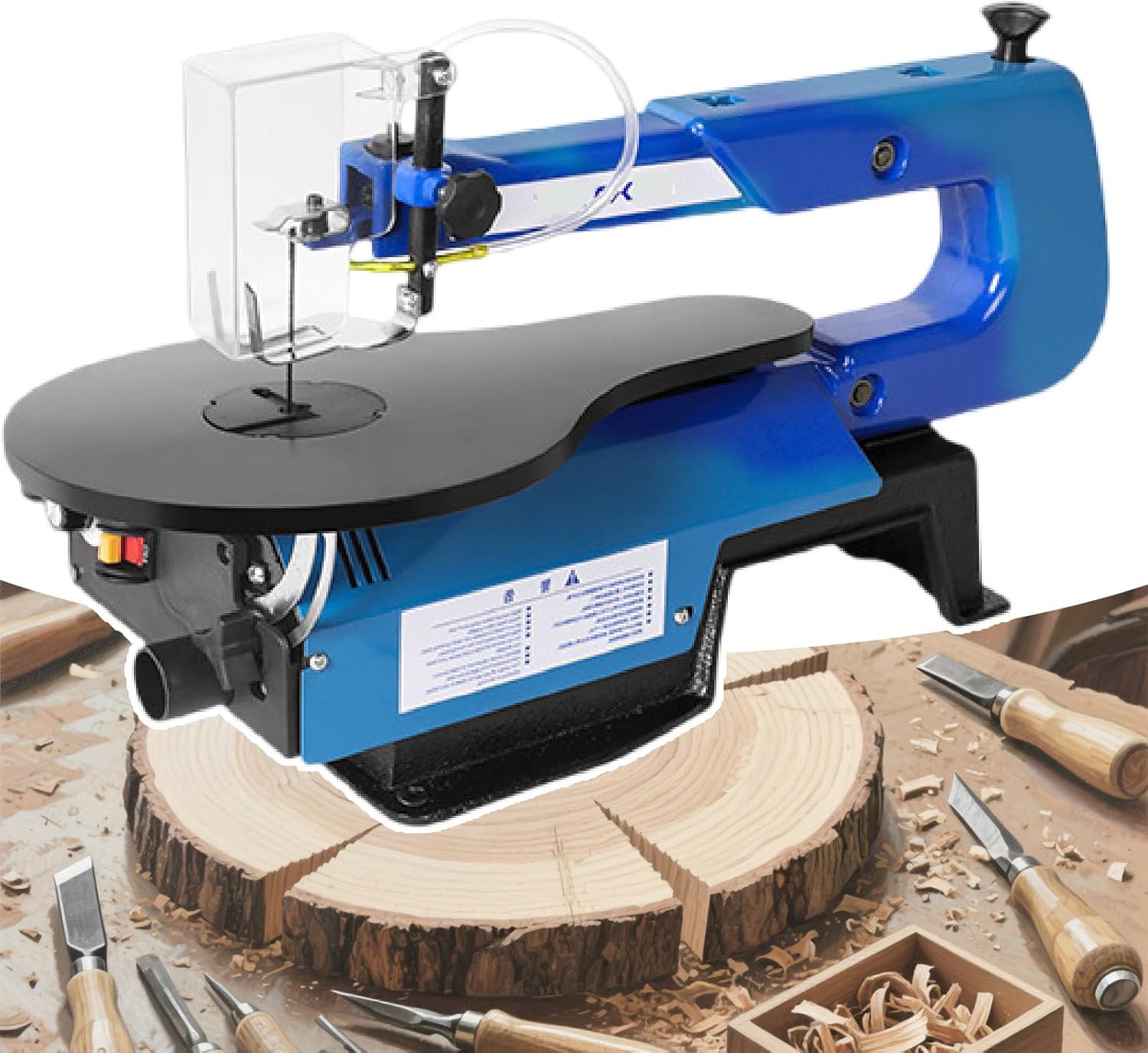 16 Inch Variable Speed Scroll Saw/Electric Fret Saw with 55mm Cutting Depth,Stepless Speed Control 550-1650 SPM,45° Tilting Aluminum Table,for Woodworking,Craft&DIY StandardModel