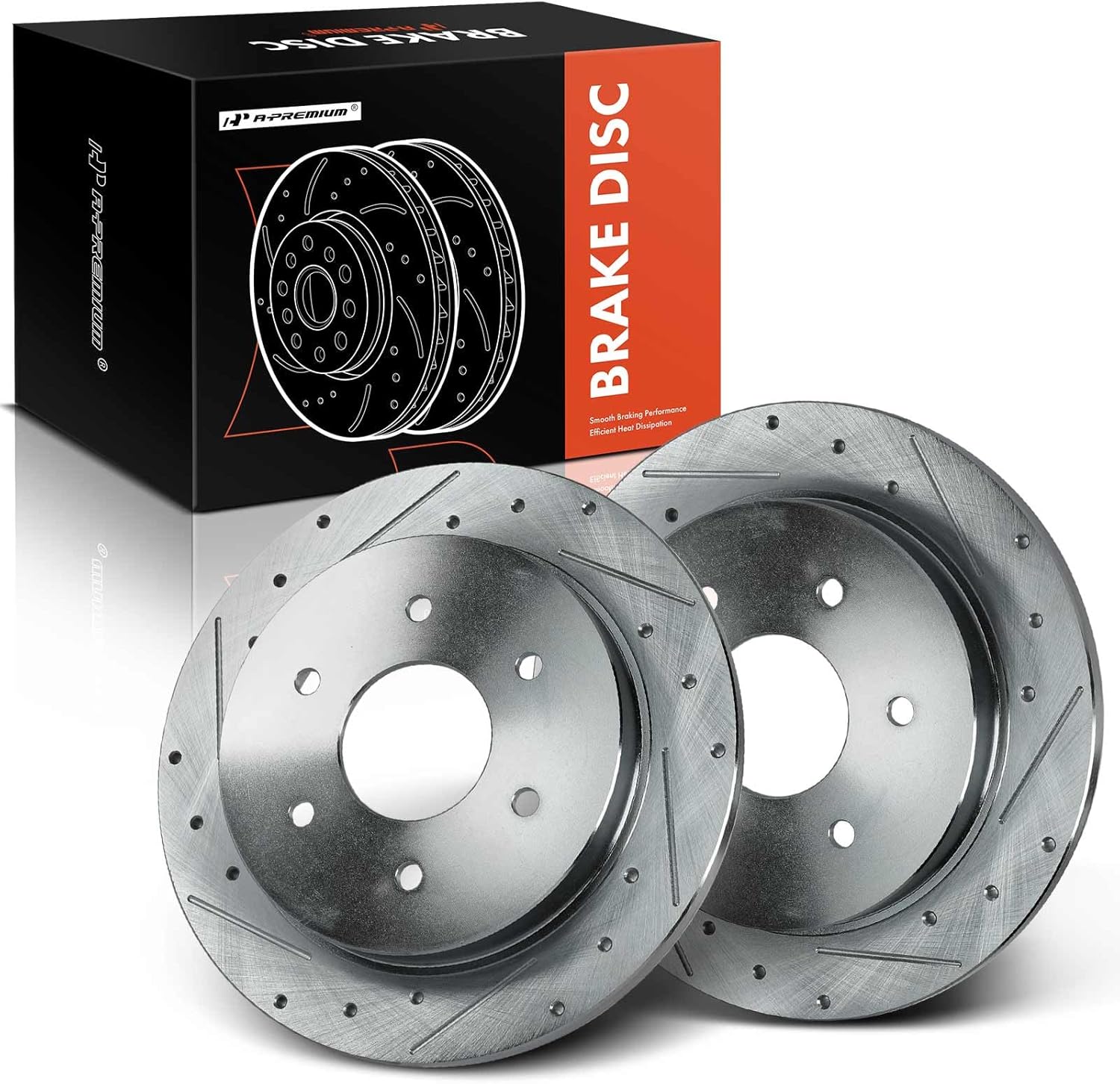 A-Premium 12.60 inch (320mm) Rear Solid Disc Brake Rotors Compatible with Select Nissan and Infiniti Models - Armada 2005-2015, Titan 2004-2015, Pathfinder Armada 2004, QX56 2004-2010, 2-PC Set