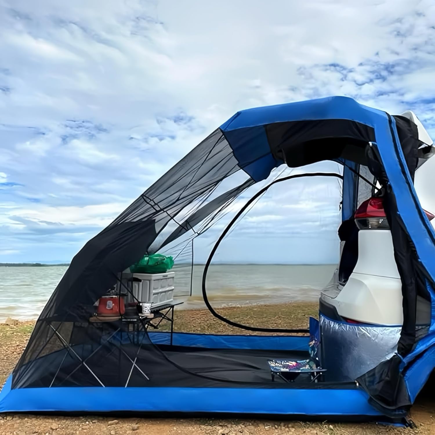 SUV Tent for Camping and Hiking, Lightweight with Rainfly and Tent Stakes, 6' x 6.5' Universal Tailgate Tent for Cars, SUVs, Trucks, Hatchbacks