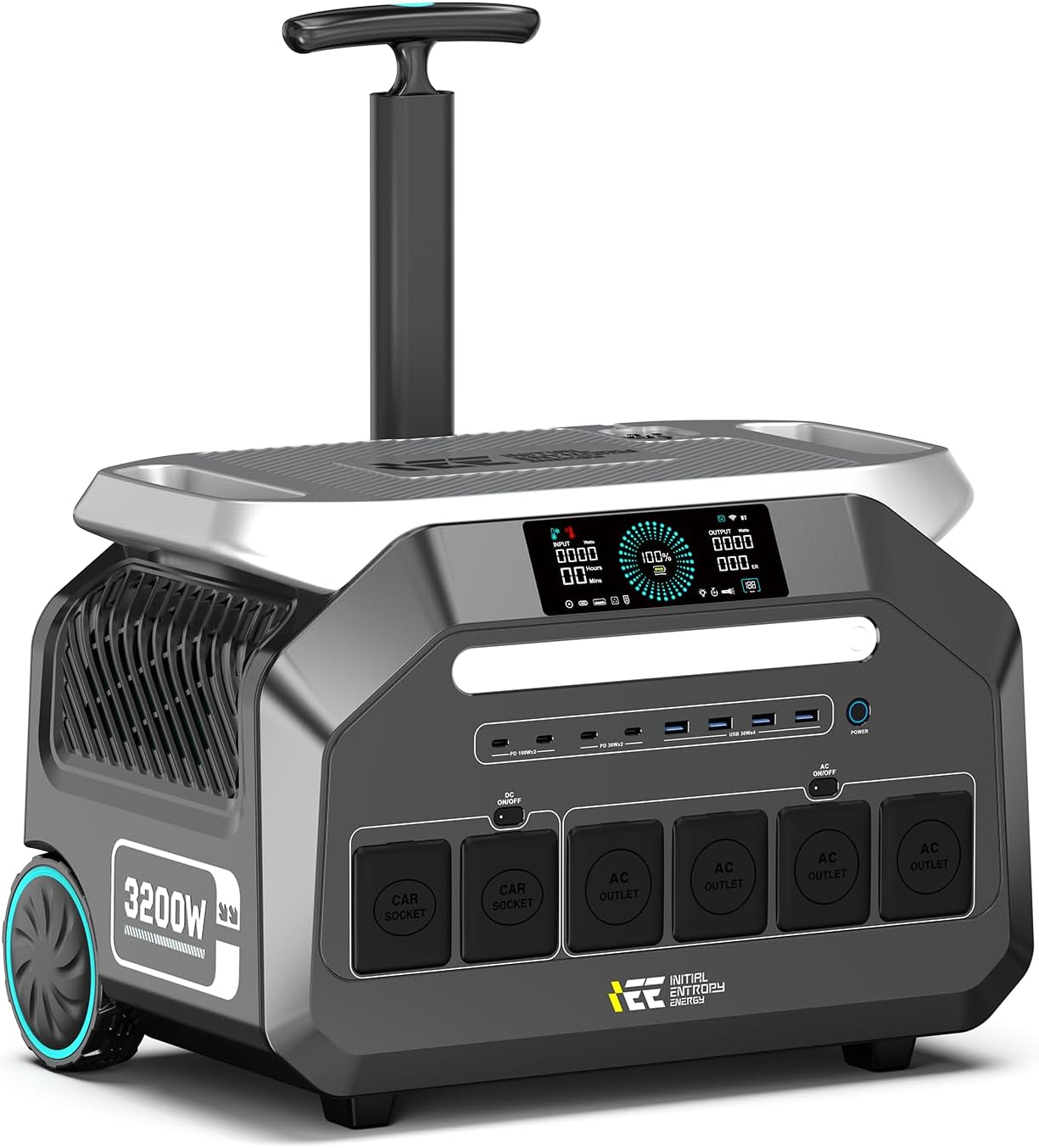IEE 3200W Solar Generator P3200 with 500W Solar Panel, 2048Wh Portable Power Station, 1800W AC Charging, AC Outlets x 4, LiFePO4 Battery Power Station for Home, RV, Emergency