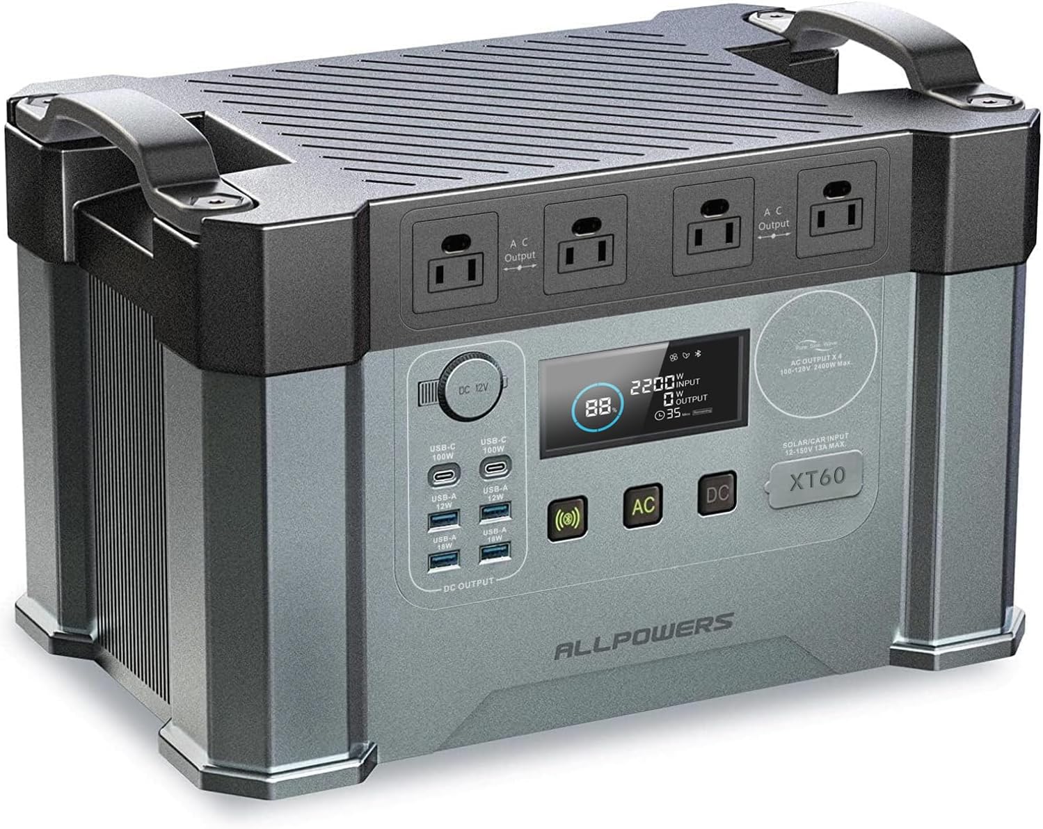 ALLPOWERS 2400W Portable Power Station 1451.6Wh MPPT Solar Generator with 2700W (AC+DC) Home Backup Battery for Outdoor Camping RV Emergency Off-Grid